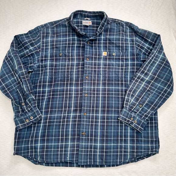 Carhartt Men's Long-Sleeve Relaxed Fit Heavyweight Flannel Plaid Shirt‎ FLAW - Picture 1 of 5